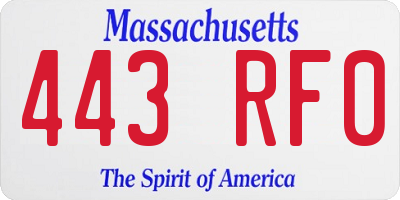 MA license plate 443RF0