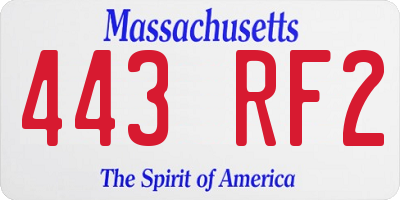 MA license plate 443RF2