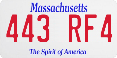 MA license plate 443RF4