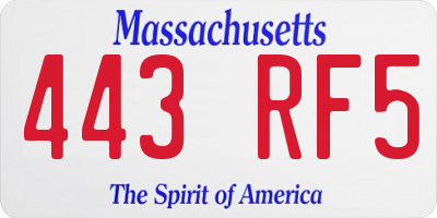 MA license plate 443RF5