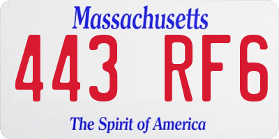 MA license plate 443RF6