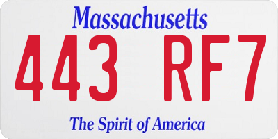 MA license plate 443RF7