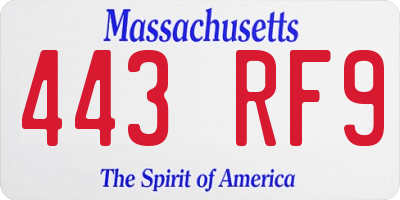MA license plate 443RF9