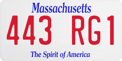 MA license plate 443RG1