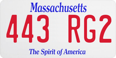 MA license plate 443RG2