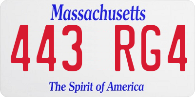 MA license plate 443RG4