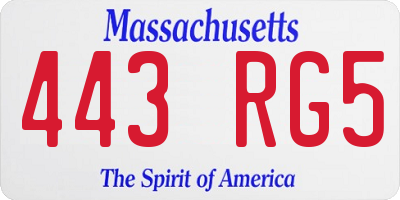 MA license plate 443RG5