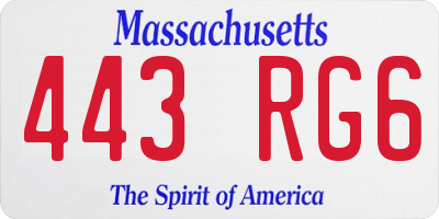 MA license plate 443RG6