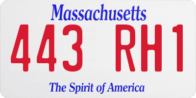 MA license plate 443RH1