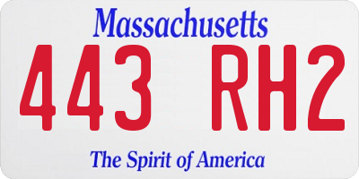 MA license plate 443RH2