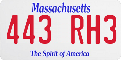 MA license plate 443RH3