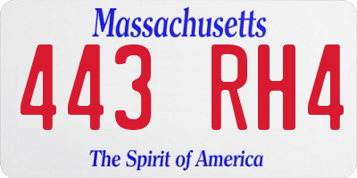 MA license plate 443RH4