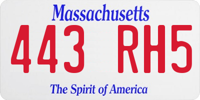 MA license plate 443RH5
