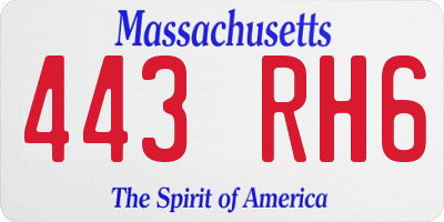 MA license plate 443RH6