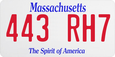 MA license plate 443RH7
