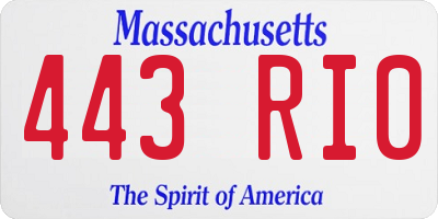 MA license plate 443RI0