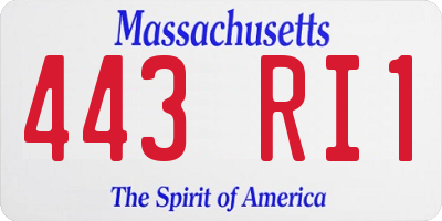 MA license plate 443RI1