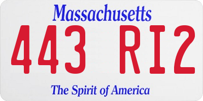 MA license plate 443RI2