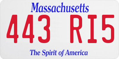 MA license plate 443RI5