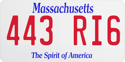 MA license plate 443RI6