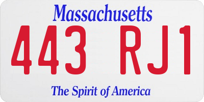 MA license plate 443RJ1