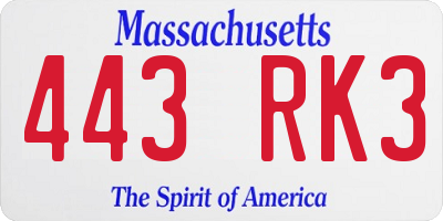 MA license plate 443RK3