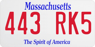 MA license plate 443RK5