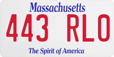 MA license plate 443RL0