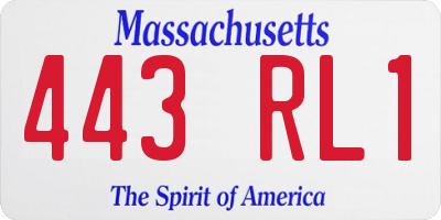 MA license plate 443RL1