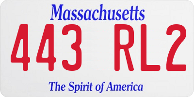 MA license plate 443RL2