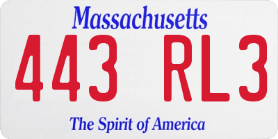 MA license plate 443RL3