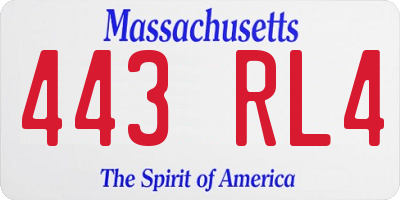 MA license plate 443RL4