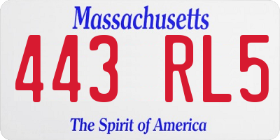 MA license plate 443RL5