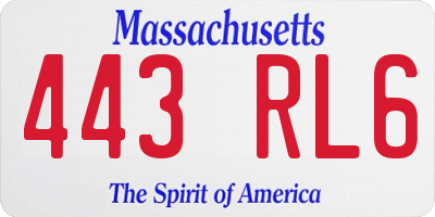 MA license plate 443RL6
