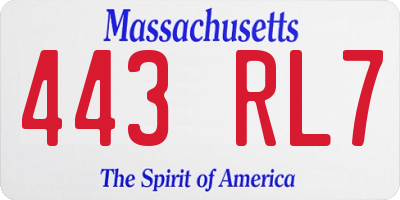 MA license plate 443RL7