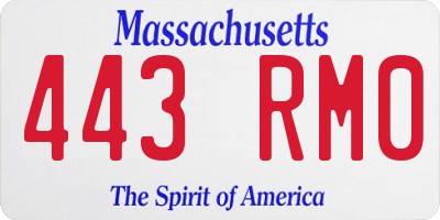 MA license plate 443RM0