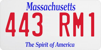 MA license plate 443RM1