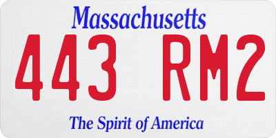 MA license plate 443RM2