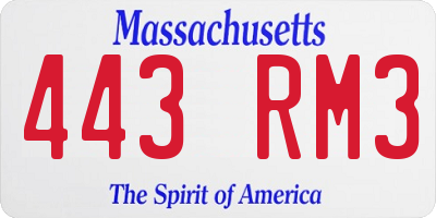MA license plate 443RM3
