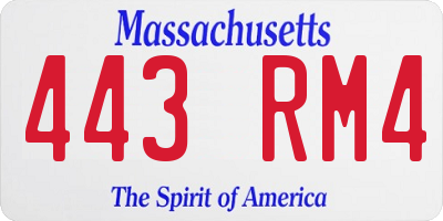 MA license plate 443RM4