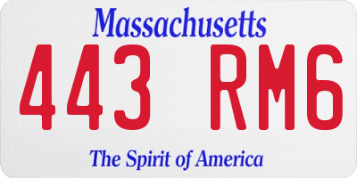MA license plate 443RM6