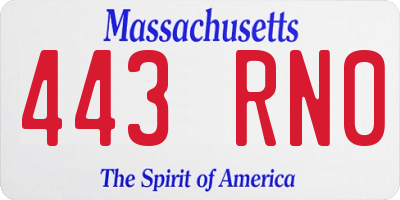 MA license plate 443RN0