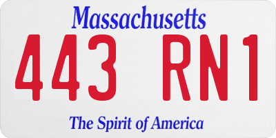 MA license plate 443RN1