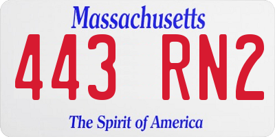MA license plate 443RN2