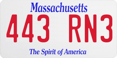 MA license plate 443RN3