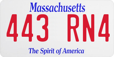 MA license plate 443RN4