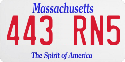 MA license plate 443RN5
