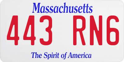 MA license plate 443RN6