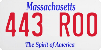 MA license plate 443RO0