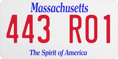 MA license plate 443RO1